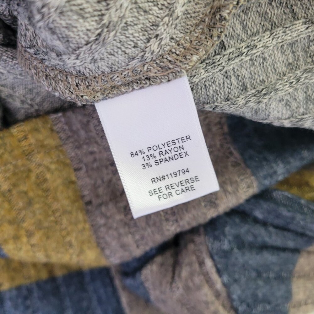One World Live Let Live XL Blue Gold Striped Knit Pullover Sweater Knot SWE46E - Picture 9 of 9
